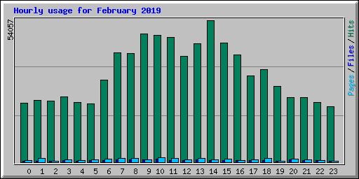 Hourly usage for February 2019